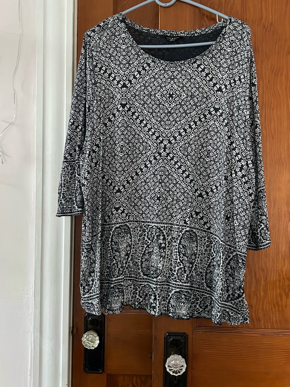 Lucky Brand Black & White Patterned Tunic Top